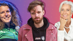 Tim Hofman, Ireen Wüst en Christine Lagarde in College Tour