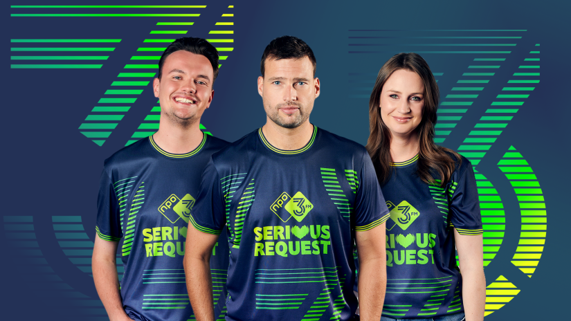 Mart, Barend en Sophie in Glazen Huis voor 3FM Serious Request